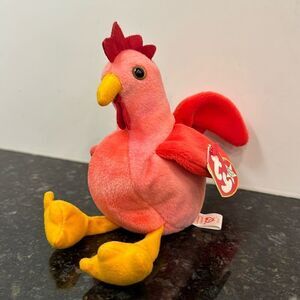 Ty Beanie Baby Plush Rooster "Strut" W/ Tags 8.5" Long 1996 Stuffed Animal Toy